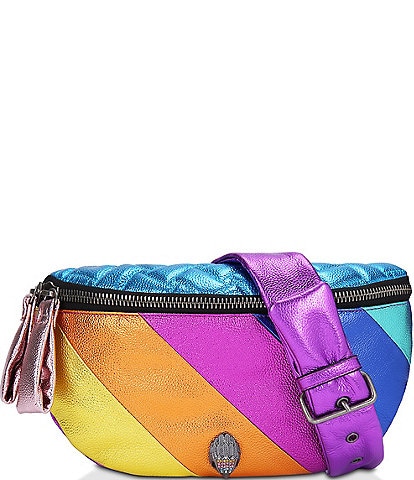 Kurt Geiger London Kensington Rainbow Metallic Striped Soft Belt Bag