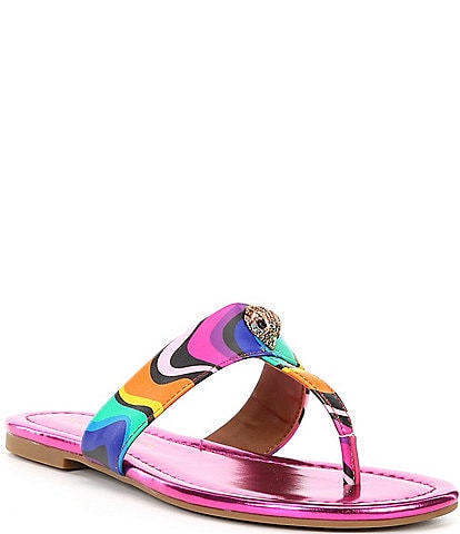Kurt Geiger London Kensington Rainbow Swirl Slip On T-Bar Sandals