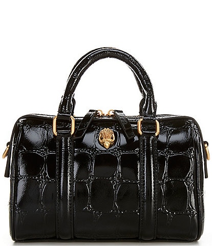 Kurt Geiger London Kensington Small Black Boston Croc Satchel Bag