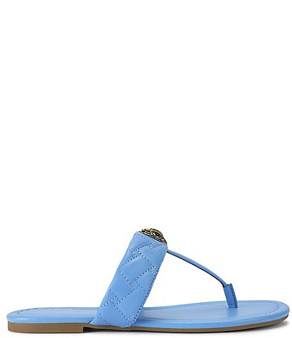 Kurt Geiger London Kensington Quilted Leather Eagle Head T-Bar Sandals