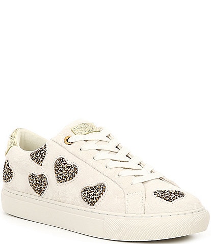 Kurt Geiger London Lane Love Metallic Gold Heart Leather Lace-Up Sneakers