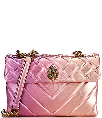 Kurt Geiger London Large Quilted Kensington Metallic Pink Ombre Shoulder Bag