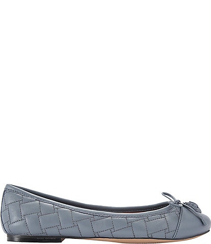 Kurt Geiger London Leather Eagle Bow Detail Quilted Ballerina Flats