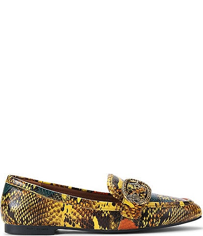 Kurt Geiger London Mayfair Buckle Eagle Head Snake Print Leather Loafers