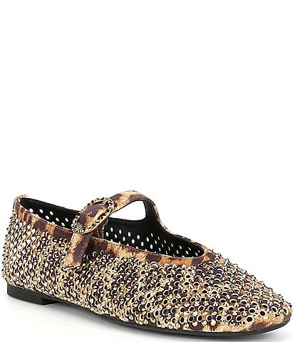 Kurt Geiger London Mayfair Cheetah Print Leather Rhinestone Ballet Flats