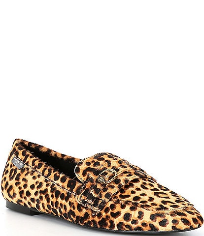 Kurt Geiger London Mayfair Slim Square Animal Print Leather Loafers