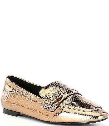 Kurt Geiger London Mayfair Slim Square Metallic Leather Loafers