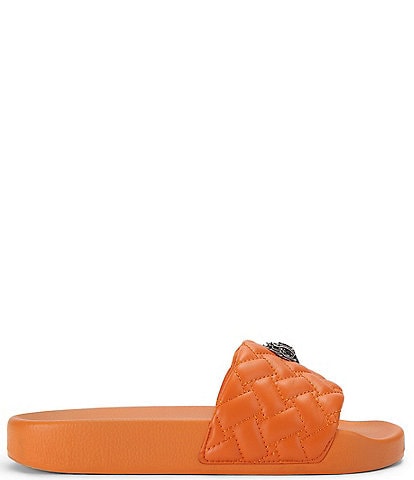 Kurt Geiger London Women's Meena Quilted Logo Ornament Pool Slide Sandals