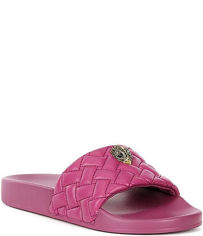 Kurt Geiger London Meena Quilted Eagle Head Pool Slide Sandals