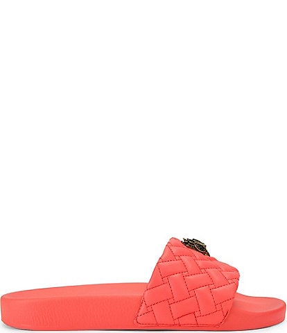 Kurt Geiger London Women's Meena Quilted Logo Ornament Pool Slide Sandals