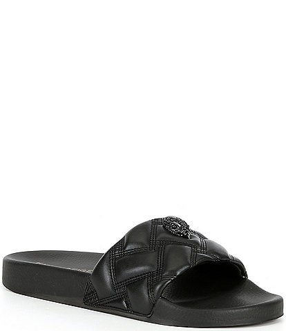 Kurt Geiger London Meena Quilted Drenched Eagle Head Pool Slide Sandals