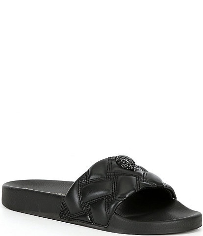 Kurt Geiger London Meena Quilted Drenched Eagle Head Pool Slide Sandals