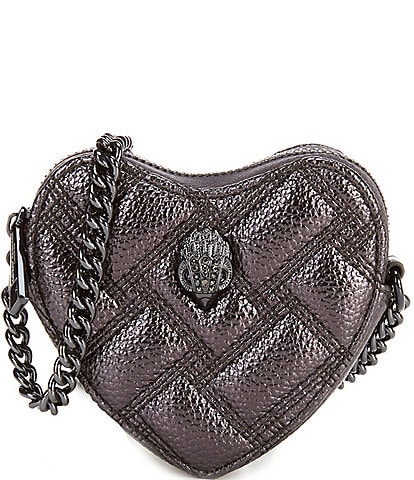 Kurt Geiger London Micro Gunmetal Leather Heart Crossbody Bag