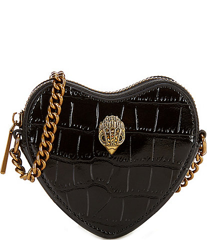 Kurt Geiger London Micro Heart Leather Crocodile Embossed Crossbody Bag