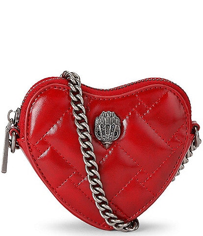 Kurt Geiger London Micro Quilted Silver Heart Crossbody Bag