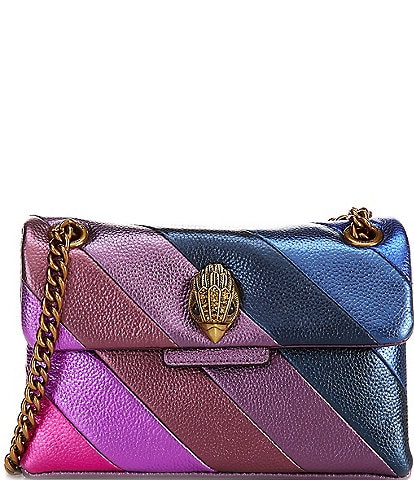 Kurt Geiger London Mini Kensington Metallic Purple Striped Crossbody Bag