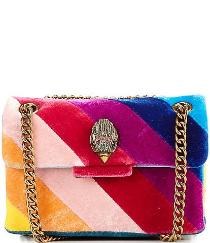 Kurt Geiger London Mini Kensington Velvet Rainbow Stripe Crossbody Bag