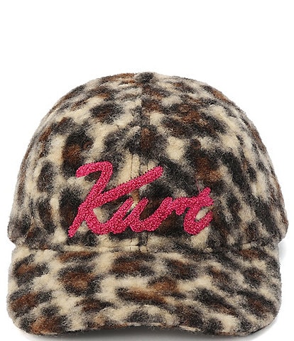 Kurt Geiger London Mink Leopard Print Faux Fur Baseball Cap