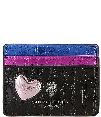 Kurt Geiger London Multi Metallic Heart Croc Love Card Holder Wallet