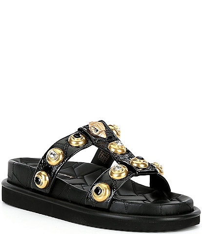 Kurt Geiger London Orson Leather Multi Studded Jewel Slide Sandals