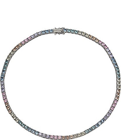 Kurt Geiger London Pastel Rainbow Cubic Zirconia Tennis Collar Necklace
