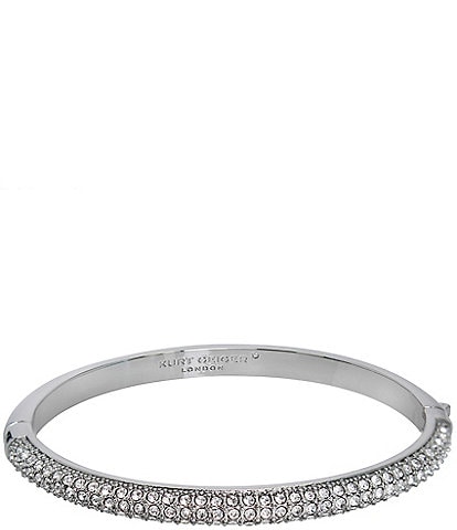 Kurt Geiger London Pave Dome Silver Metal Bangle Bracelet