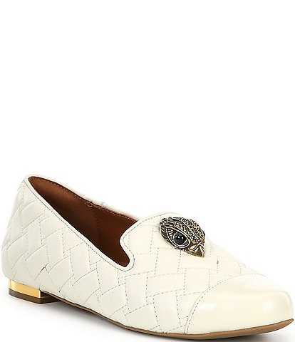 Kurt Geiger London Quilted Eagle Head Ornament Leather Ballerina Loafers