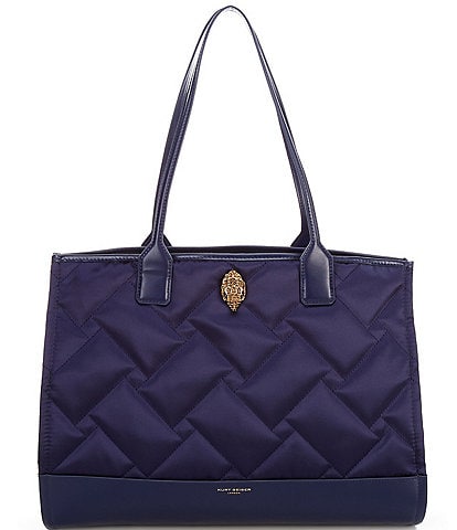 Kurt Geiger London Rhinestone Eagle Navy Recycled Square Nylon Shopper Tote Bag