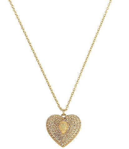 Kurt Geiger London Signature Eagle Pave Heart Short Pendant Necklace