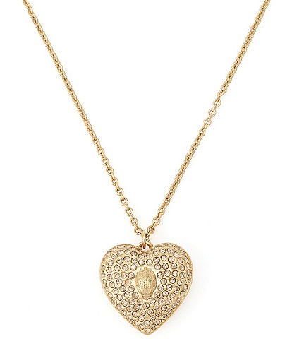 Kurt Geiger London Signature Eagle Pave Heart Short Pendant Necklace