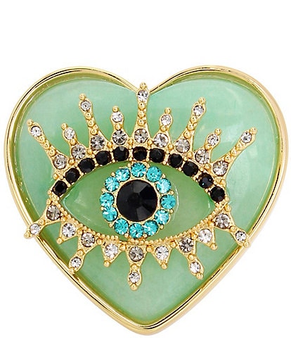 Kurt Geiger London Signature Evil Eye Heart Crystal Semi-Precious Stone Cocktail Ring
