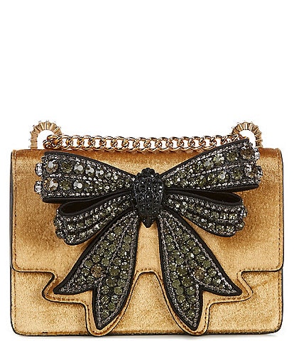 Kurt Geiger London Small Velvet Crystal Bow Crossbody Bag