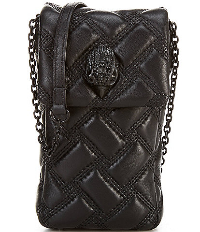 Kurt Geiger London Solid Black Quilt Phone Crossbody Bag