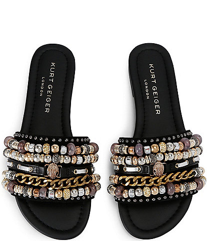 Kurt Geiger London Southbank Satin Beaded Slide Sandals
