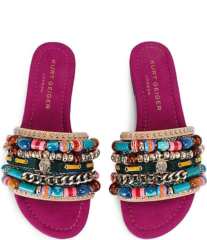 Kurt Geiger London Southbank Beaded Suede Slide Sandals