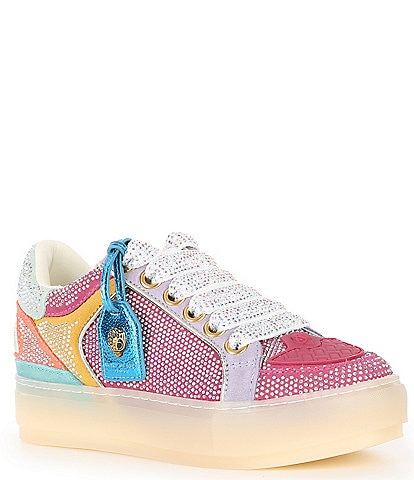 Kurt Geiger London Southbank Tag Embellished Crystal Colorblock Platform Sneakers