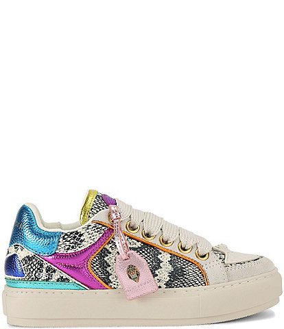Kurt Geiger London Southbank Tag Snake Print Colorblock Platform Sneakers