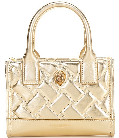 Kurt Geiger London Metallic XS Kensington Gold Drench Square Tote Bag