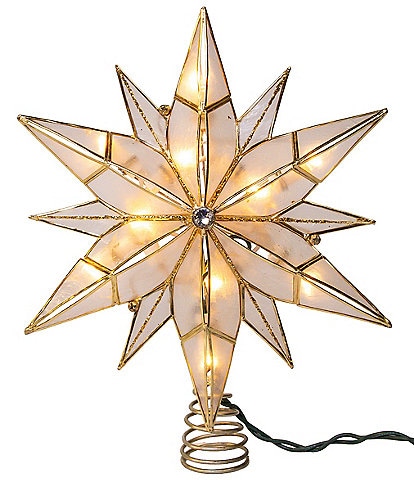 Kurt S. Adler UL 10 Light 12-Point Capiz Star with Gemstone Center Tree Topper