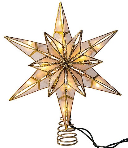 Kurt S. Adler 10.5#double; 10 Light 6-Point Gold Glittered Capiz Star Tree Topper