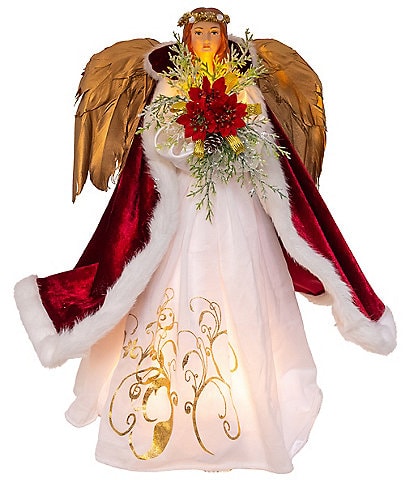 Kurt S. Adler 16#double; UL 10-Light Ruby Pomegrante Angel Treetop