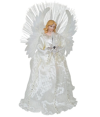 Kurt S. Adler 16#double;LED Fiber-Optic Ivory Angel Tree Topper