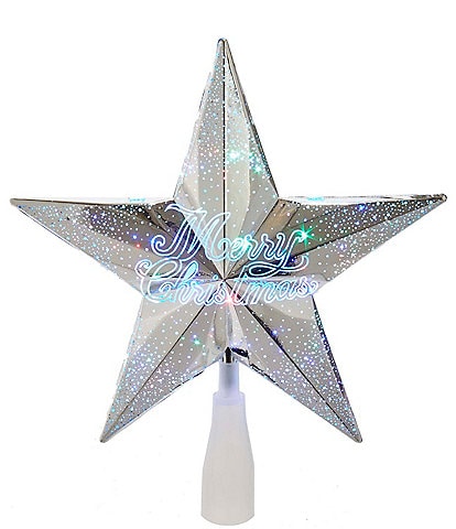Kurt S. Adler 18-Light Merry Christmas LED Silver Star Tree Topper