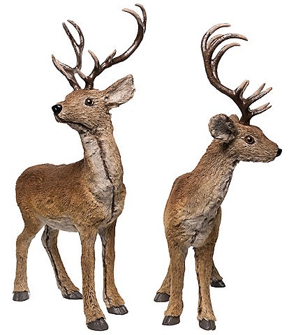  Standing Brown Deer 2-Piece Tabletop Figurine Set