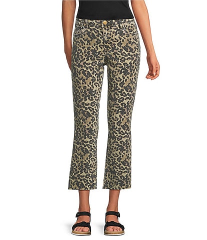 KUT from Kloth Kelsey Leopard Print High Rise Ankle Flare Leg Jeans