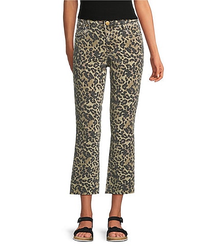 KUT from Kloth Kelsey Leopard Print High Rise Ankle Flare Leg Jeans
