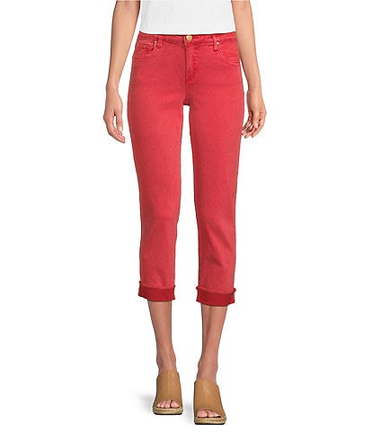 KUT from the Kloth Amy Straight Leg Rolled Up Fray Hem Cropped Jeans