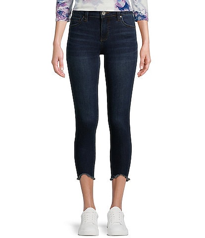 KUT from the Kloth Connie High Rise Fab Ab Fit Technique Frayed Step Hem Skinny Crop Jeans