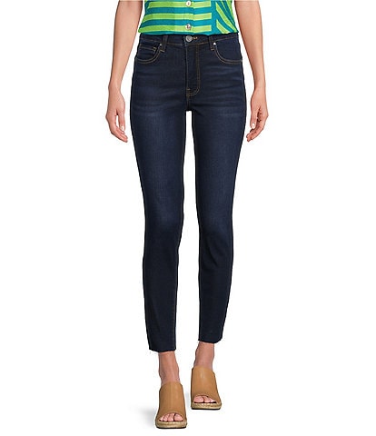 KUT from the Kloth Fab Ab Fit Technique High Rise Raw Hem Ankle Connie Skinny Jeans