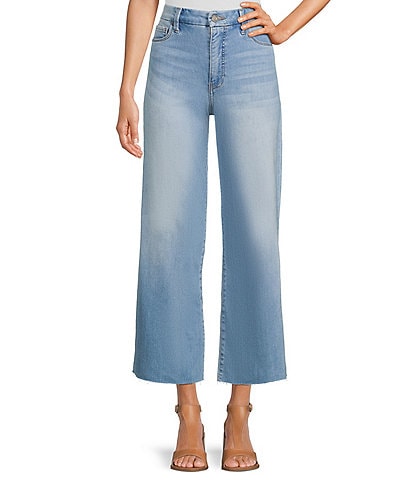 KUT from the Kloth High Rise Fab Ab Fit Technique Raw Hem Wide Leg Ankle Stretch Denim Jeans